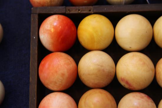 A collection of thirty seven ivory snooker balls, each ball approx 5cm diameter
